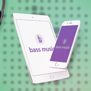 Logo – litera B, bass, muzyka, streaming, kropki, punkty
